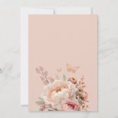 Boho水色バタフライキス女の子ベビーシャワー 招待状 (裏面)