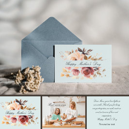 Boho水色パーソナライズされた写真母の日 カード