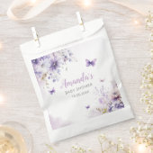 Boho水色フローラバタフライガールベビーシャワー フェイバーバッグ (クリップ留めされた状態)