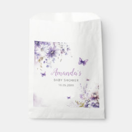 Boho水色フローラバタフライガールベビーシャワー フェイバーバッグ