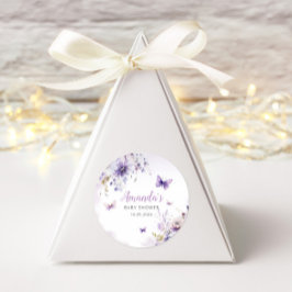 Boho水色フローラバタフライガールベビーシャワー ラウンドシール