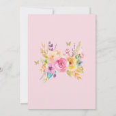 Boho水色フローラバタフライガールベビーシャワー 招待状 (裏面)