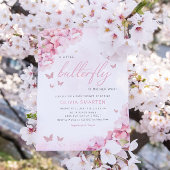 Boho水色フローラバタフライガールベビーシャワー 招待状