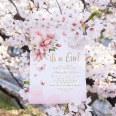 Boho水色フローラバタフライガールベビーシャワー 招待状