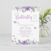 Boho水色フローラバタフライガールベビーシャワー 招待状 (スタンド正面)