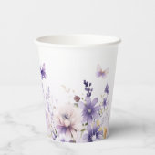 Boho水色フローラバタフライガールベビーシャワー 紙コップ (裏面)