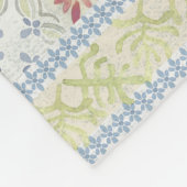 BOHO水色フローラパッチワークパターンブルータン フリースブランケット (角)