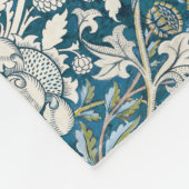 BOHO水色フローラパッチワークパターンブルータン フリースブランケット (角)