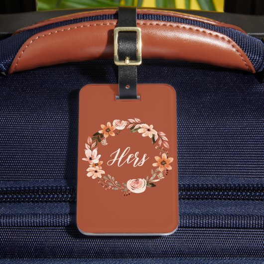 Boho水色フローラパーソナライズされたラゲージタグ ラゲッジタグ (正面インサイチュ2)