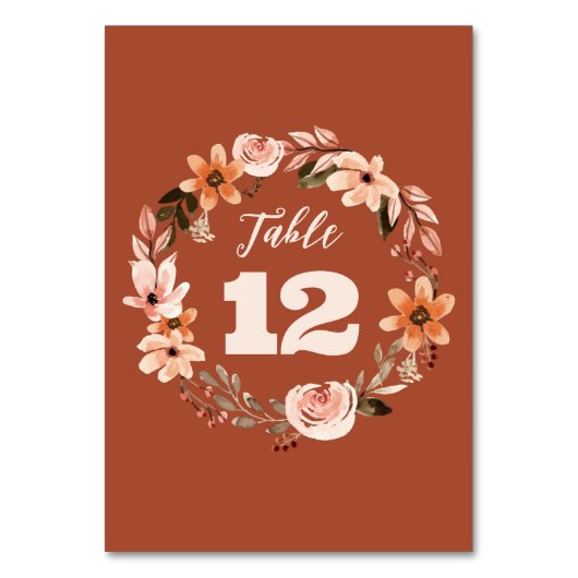 Boho水色フローラ結婚のテーブル番号 テーブルナンバー (正面)