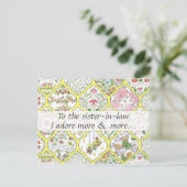 Boho水色フローラ義姉マザーズの日 ポストカード (スタンド正面)