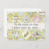 Boho水色フローラ義姉マザーズの日 ポストカード (正面/裏面)