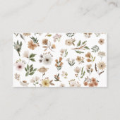 Boho水色フローラ赤ちゃんシャワー贈り物登録 名刺 (裏面)