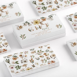 Boho水色フローラ赤ちゃんシャワー贈り物登録 名刺