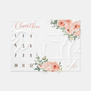 Boho水色マイルストーンピーチフォトプロップ フリースブランケット