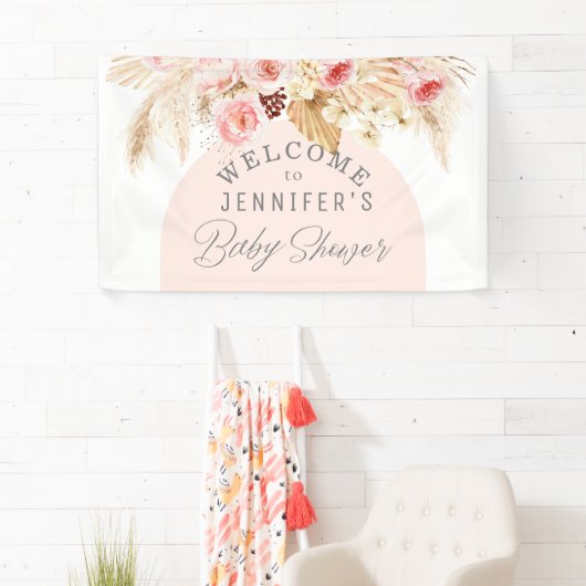 boho水色モダンフローラベビーシャワーへようこそ 横断幕 (インサイチュ)