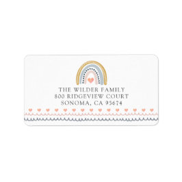 Boho水色レインボーハート赤ちゃんシャワー戻る ラベル