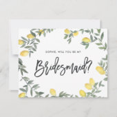 Boho水色レモンリース私のブライドメイドカード 出欠カード (正面)
