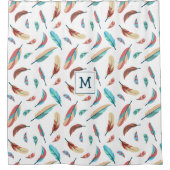 Boho浮羽模様モノグラムの シャワーカーテン (正面)