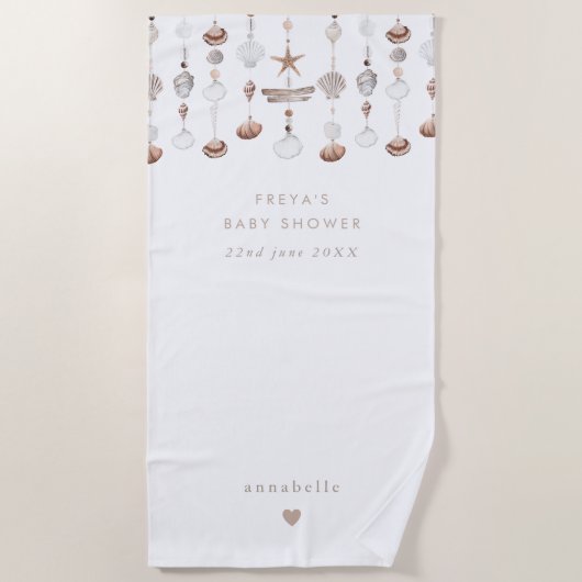 Boho海シェルベイビーシャワーのお気に入り ビーチタオル (正面)