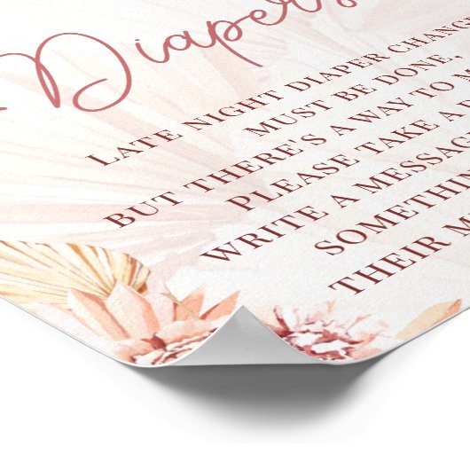 Boho深夜おむつ赤面赤ちゃんシャワー散水 ポスター (角)