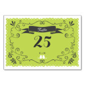 Boho渦巻き旋回、カール、バナー&ラブバード結婚ズ テーブルナンバー (裏面)