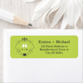 Boho渦巻き旋回、カール、バナー&ラブバード結婚ズ ラベル (インサイチュ)