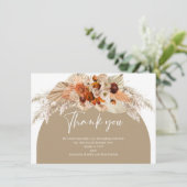 Boho焼きオレンジのテラコッタ銅フローラアーチ サンキューカード (スタンド正面)