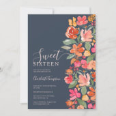 Boho焼けオレンジの地球トーンフローラシック甘い16 招待状 (正面)