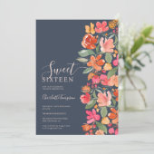 Boho焼けオレンジの地球トーンフローラシック甘い16 招待状 (スタンド正面)