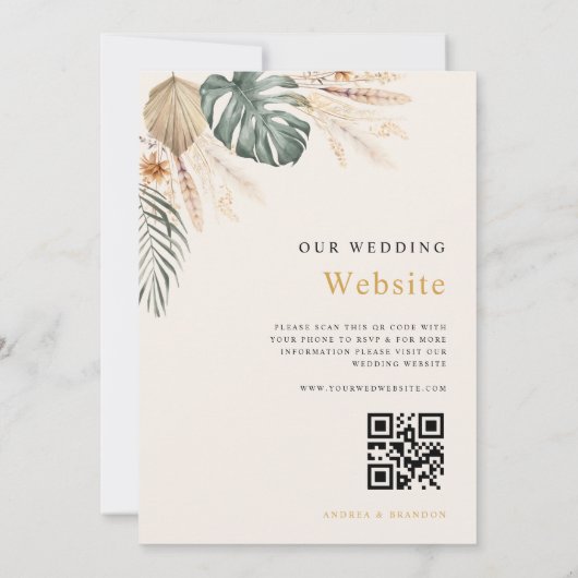 Boho熱帯ビーチ目的地の結婚式すべて1で 招待状 (裏面)