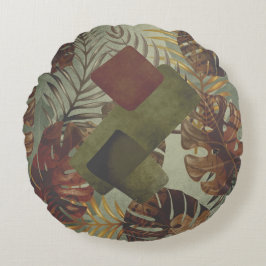 Boho熱帯モンステラのヤシの葉70の夏の太陽 ラウンドクッション