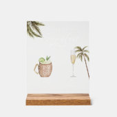 Boho熱帯水色シグネチャードリンク結婚ズ アクリルサイン (正面)