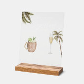 Boho熱帯水色シグネチャードリンク結婚ズ アクリルサイン (傾斜)