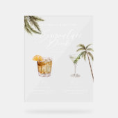 Boho熱帯水色シグネチャードリンク結婚ズ アクリルサイン (正面)