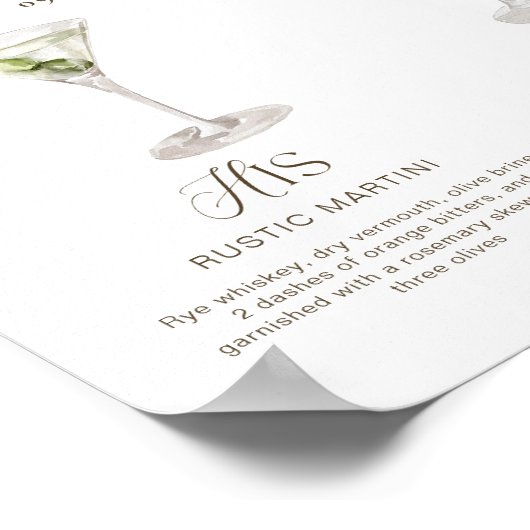 Boho熱帯水色シグネチャードリンク結婚ズ ポスター (角)