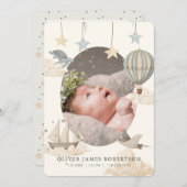 Boho熱気球スカイボーイ誕生のお知らせ 招待状 (正面/裏面)