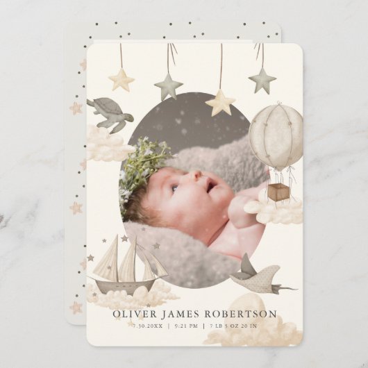 Boho熱気球スカイ誕生のお知らせ 招待状 (正面/裏面)