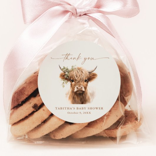 Boho牛カップル赤ちゃんシャワーありがとう ラウンドシール