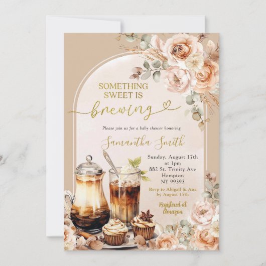 Boho甘いものが赤ちゃんシャワーを醸造している 招待状 (正面)