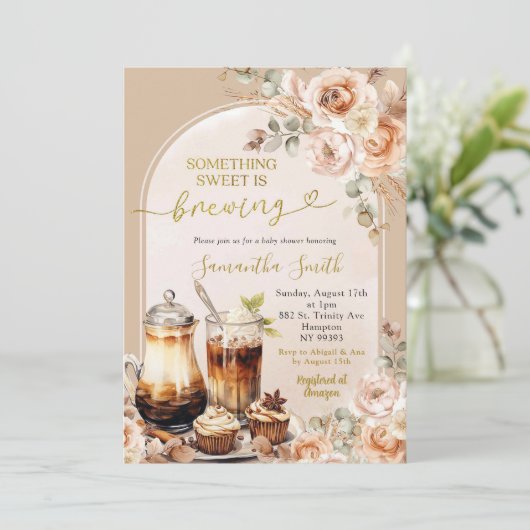Boho甘いものが赤ちゃんシャワーを醸造している 招待状 (スタンド正面)