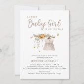 Boho甘いベビーガール服植物性ベビーシャワー 招待状 (正面)