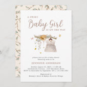 Boho甘いベビーガール服植物性ベビーシャワー 招待状 (正面/裏面)