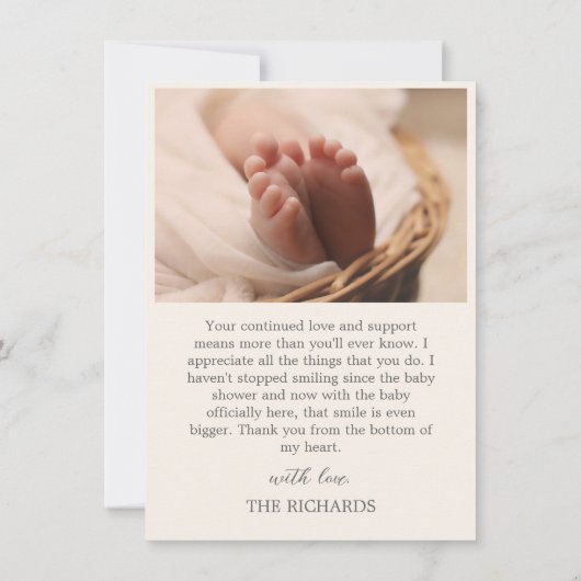 Boho生まれたばかりのベビー誕生発表感謝 案内状 (裏面)