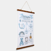 BOHO生まれたばかりの誕生統計男の赤ちゃんブルーカスタム 吊り下げ型タペストリー (傾斜あり)