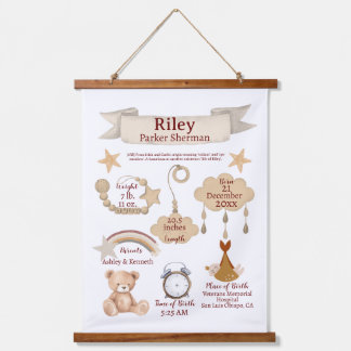 BOHO生まれたばかりの誕生統計男女兼用カスタム 吊り下げ型タペストリー