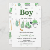 Boho男の子アイスホッケーの赤ちゃんシャワー 招待状 (正面/裏面)