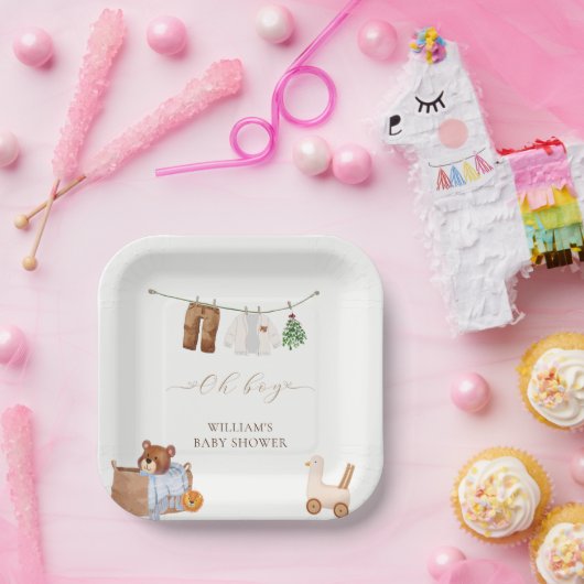 Boho男ミニマル子の服ベビーシャワー ペーパープレート (パーティー)