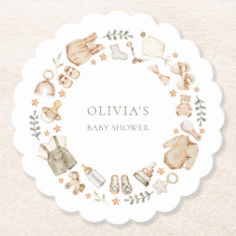 Boho男女兼用ヴィンテージ赤ちゃん服シャワー ペーパーコースター