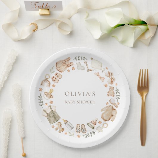 Boho男女兼用ヴィンテージ赤ちゃん服シャワー ペーパープレート (ウェディング)